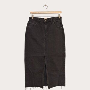 Industry Black Midi Skirt – Size 6 | Front Slit